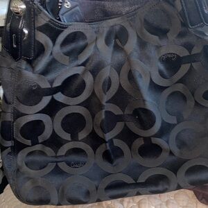 Coach Black and Gray Signature Shoulder Bag